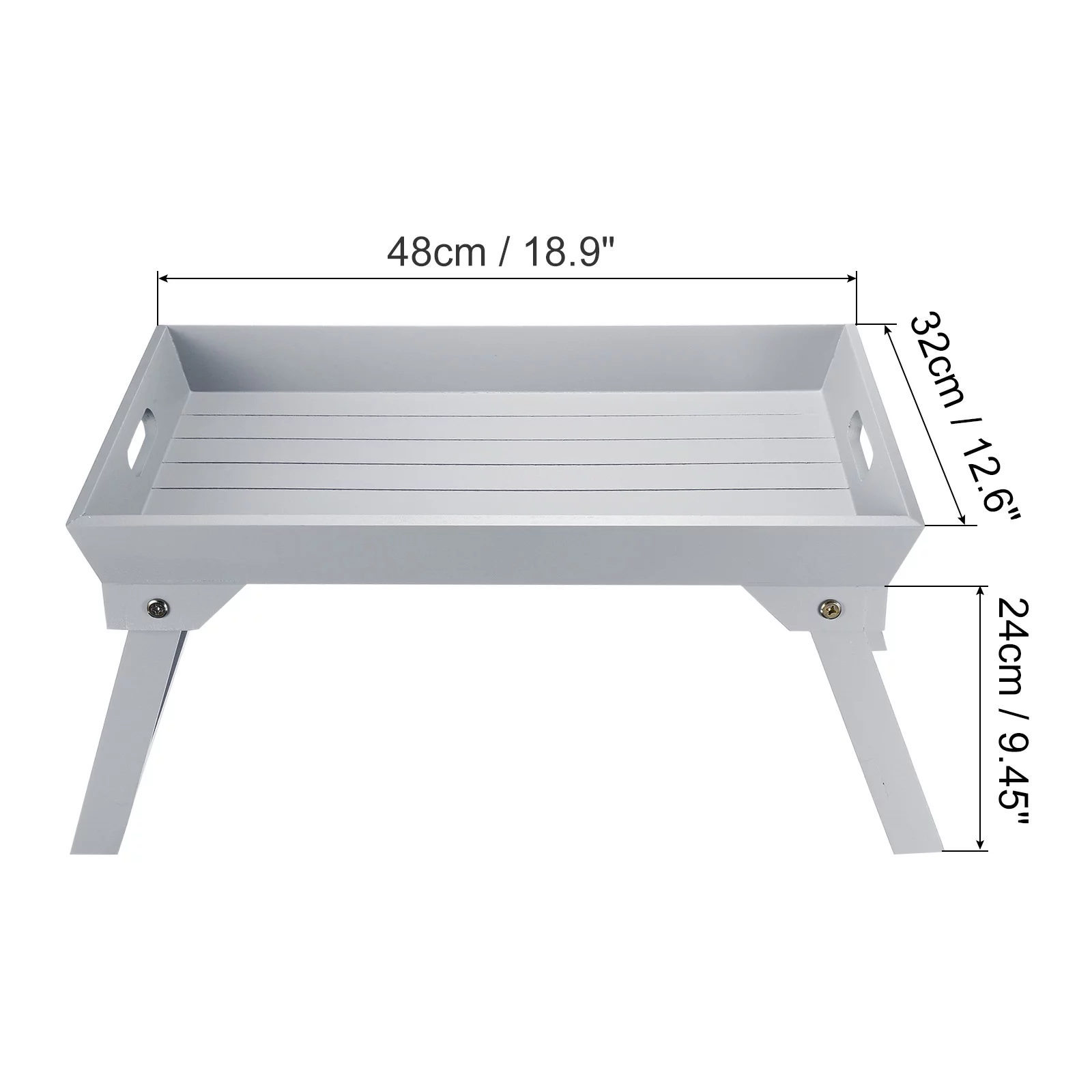 Unique Bargains Table Bed Trays with Folding Legs Portable Wooden Snack Desk Grey