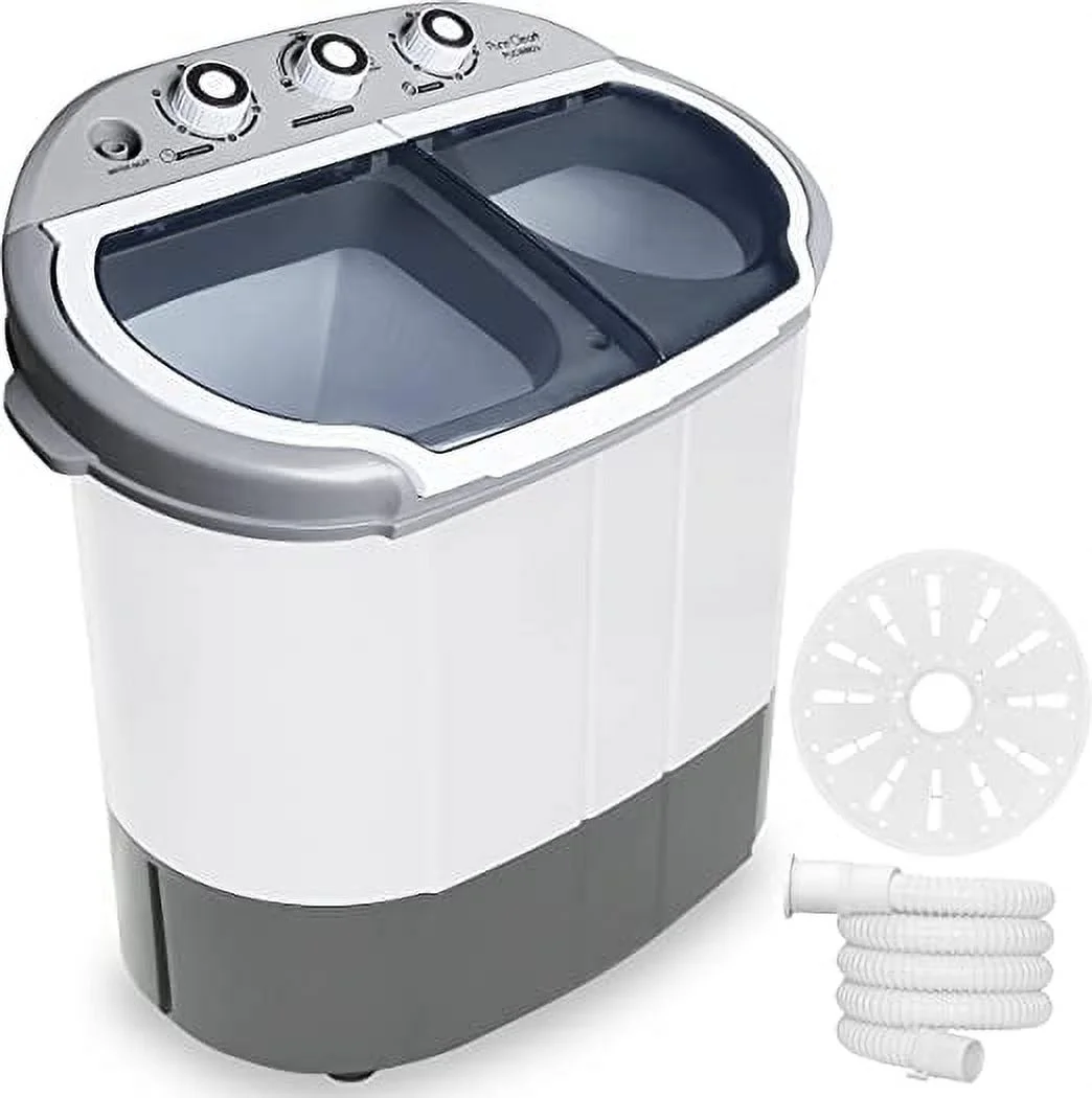 Pure Clean Compact Home Washer & Dryer, 2 in-1 Portable Mini Washing Machine.