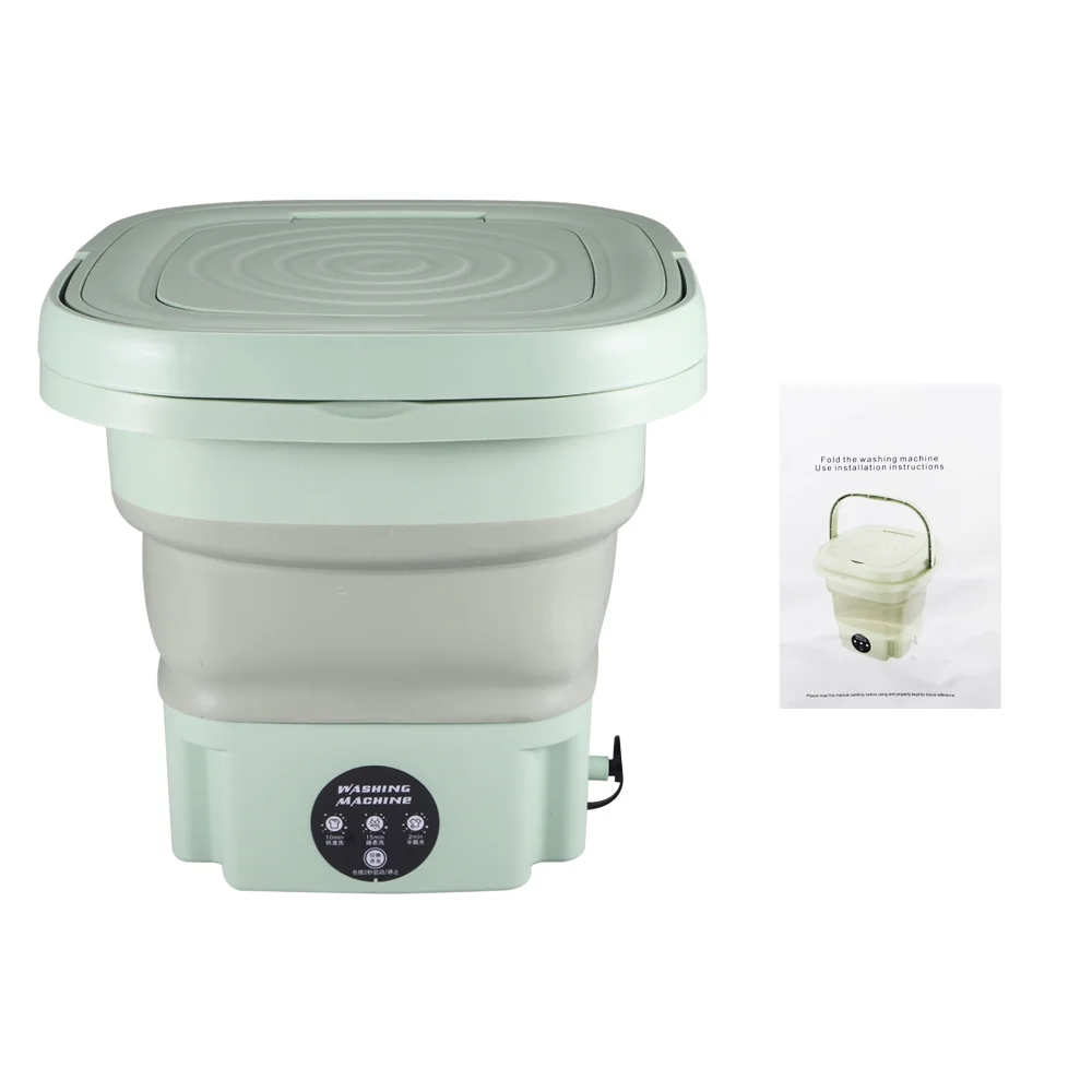 JahyShow Folding Washer, Green - 8L Portable Machine, Travel Laundry, Compact & Energy-Efficient