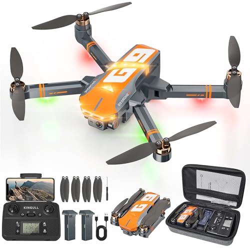 GPS Drones with 4K Camera for Adults with Brushless Motor and Follow Me Mode,Long Flight Time and Distance,5G FPV Transmission and Auto Return,G9 Foldable RC Quadcopter for Beginner and Kids,Under249g (Dark gray)