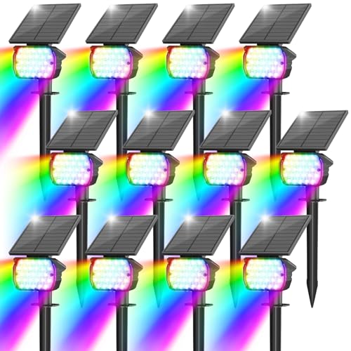 VOLISUN Solar Spotlight Outdoor, IP67 Waterproof Solar Landscape Spot Lights，Uplights for Yard Garden Pathway - 8 Pack (Cool White) 27 LED 3 Lighting Modes