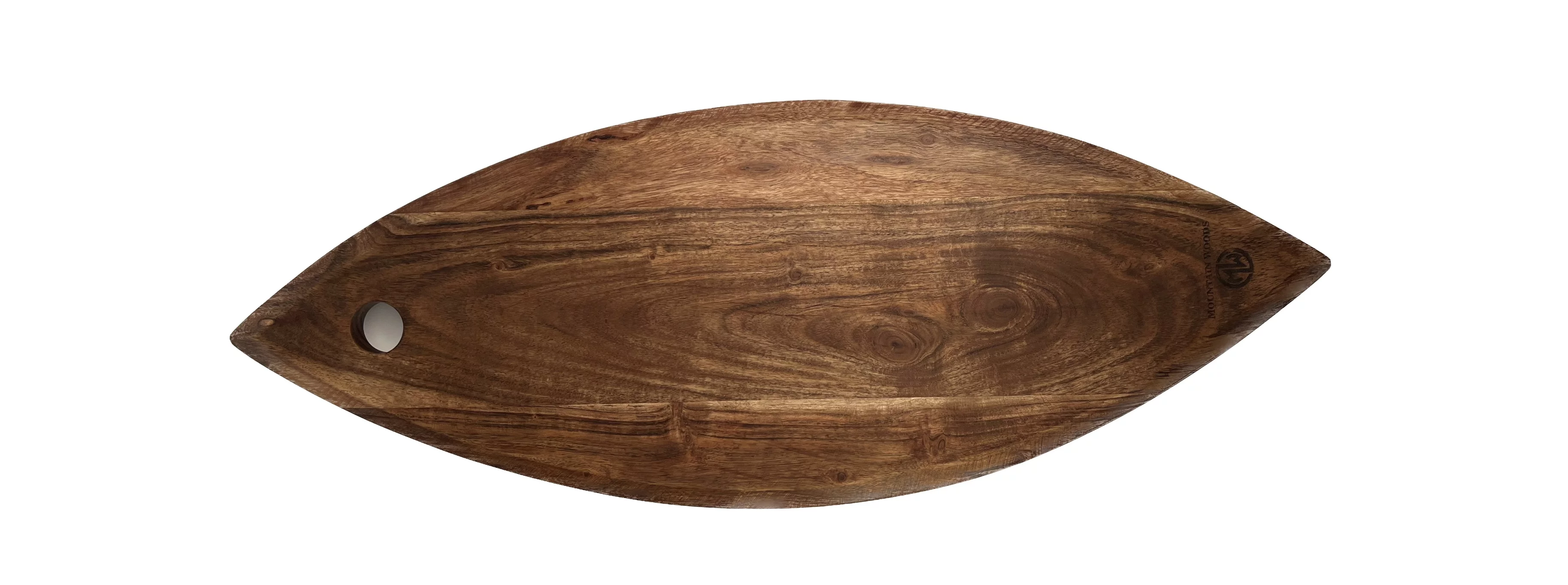 Mountain Woods Fish Shaped Serving/Cutting board Made With Organic Brown Acacia Wood, 27”X10”X.625”