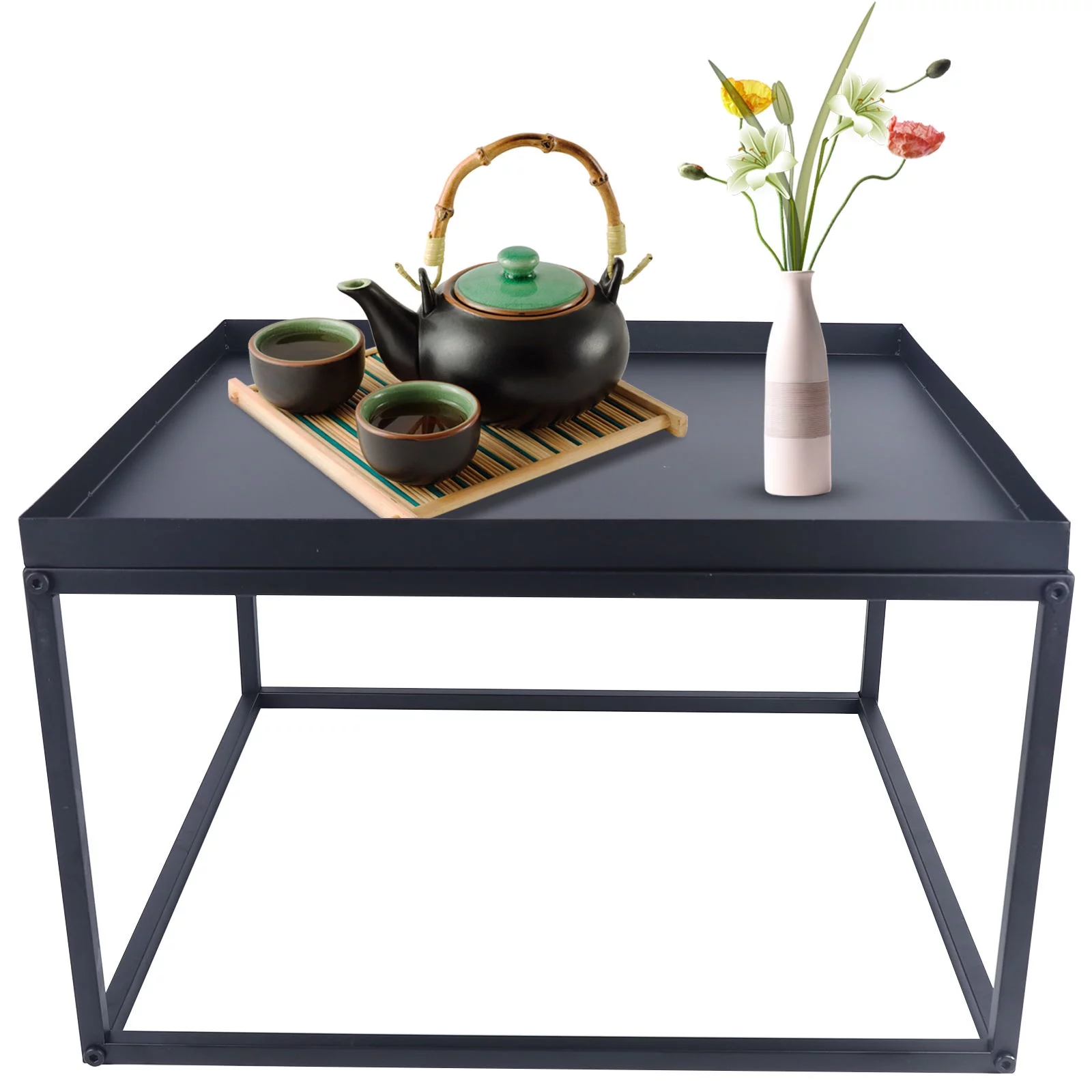 WUZSTAR Modern Matte Tray Coffee Table Square Simple End Table for Living Room Bedroom