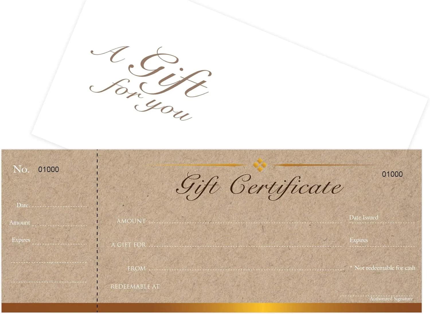 Blank Gift Certificates Cards With Envelopes 25Set - Image With Stub-Gift Coupons,Vouchers For Small Business