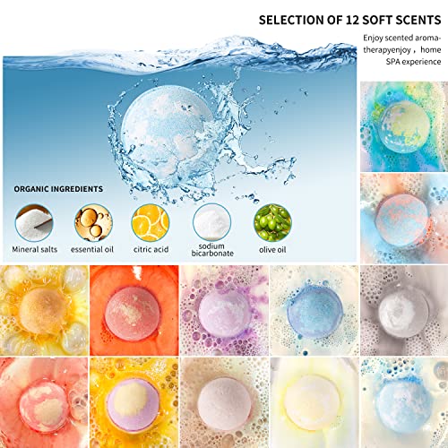 Bath Bombs Gift Set - 24 Pcs Handmade, Natural & Organic Essential Oil Bubble Bath for Women and Girls