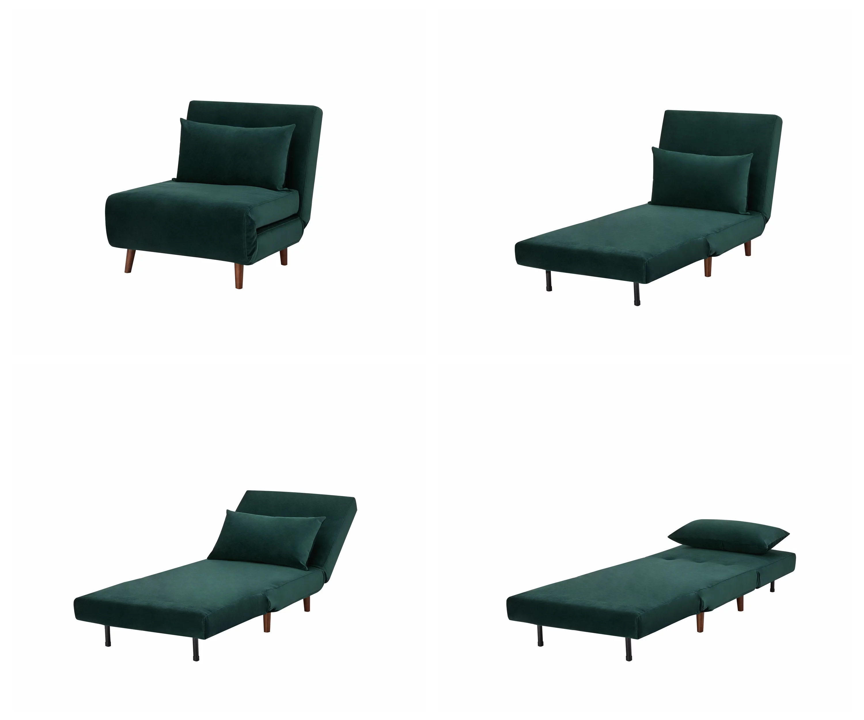 Artdeco Home Tustin Polyester Convertible Chair, Velvet Green