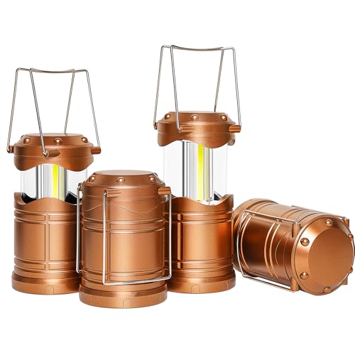 Lichamp LED Camping Lantern, 4 Pack Battery Powered Flashlight for Power Outages, Portable Collapsible Hanging Light Essential for Home, Outdoor, Emergency Lamp Survival Kit Gear for Hurricane, Gray