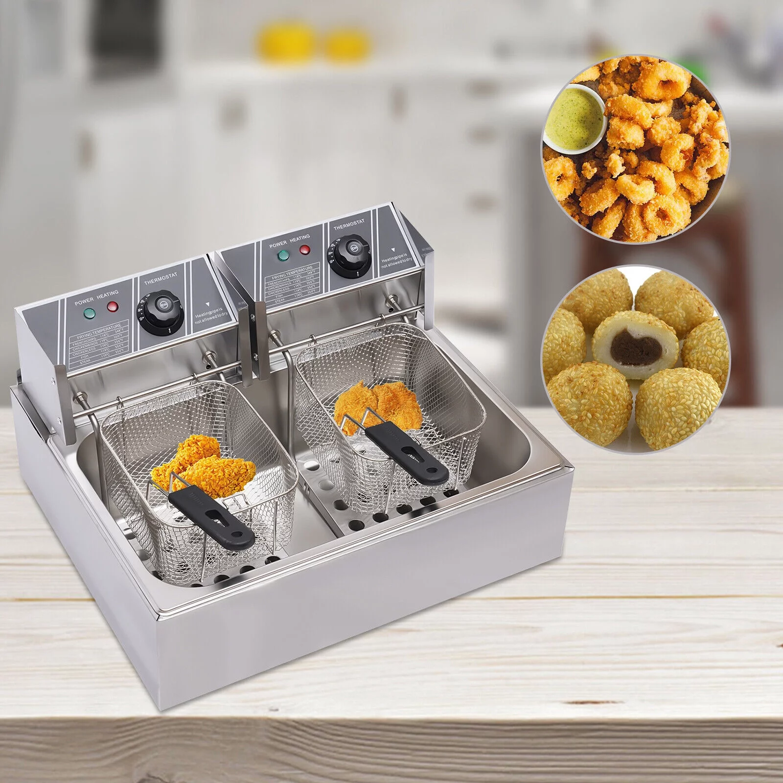 12L Commercial Electric Deep Fryer Cooking Machine Restaurant Fry Basket Stainless Steel 5000W