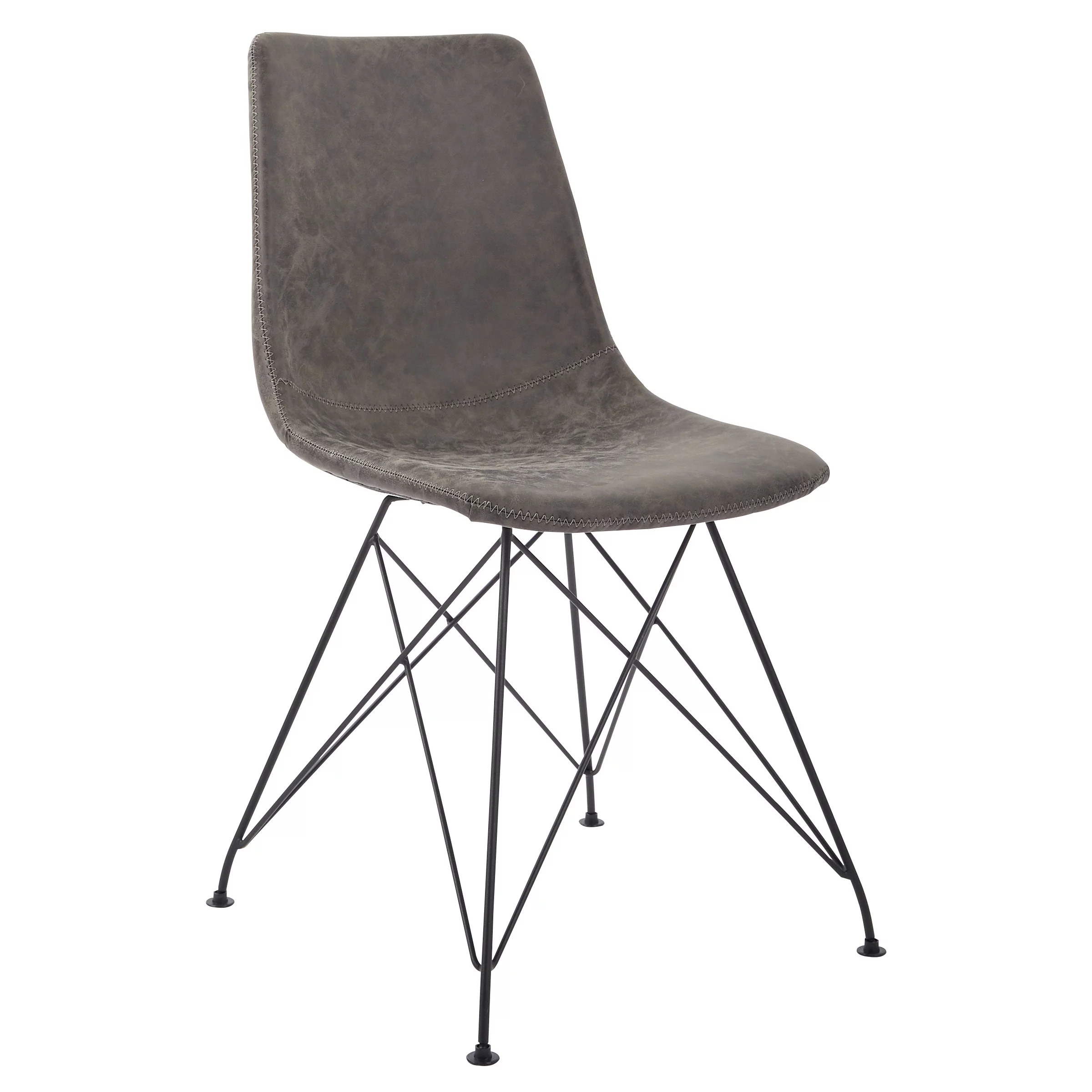 Trenton Chair in Charcoal Gray Faux Leather 2 Pack