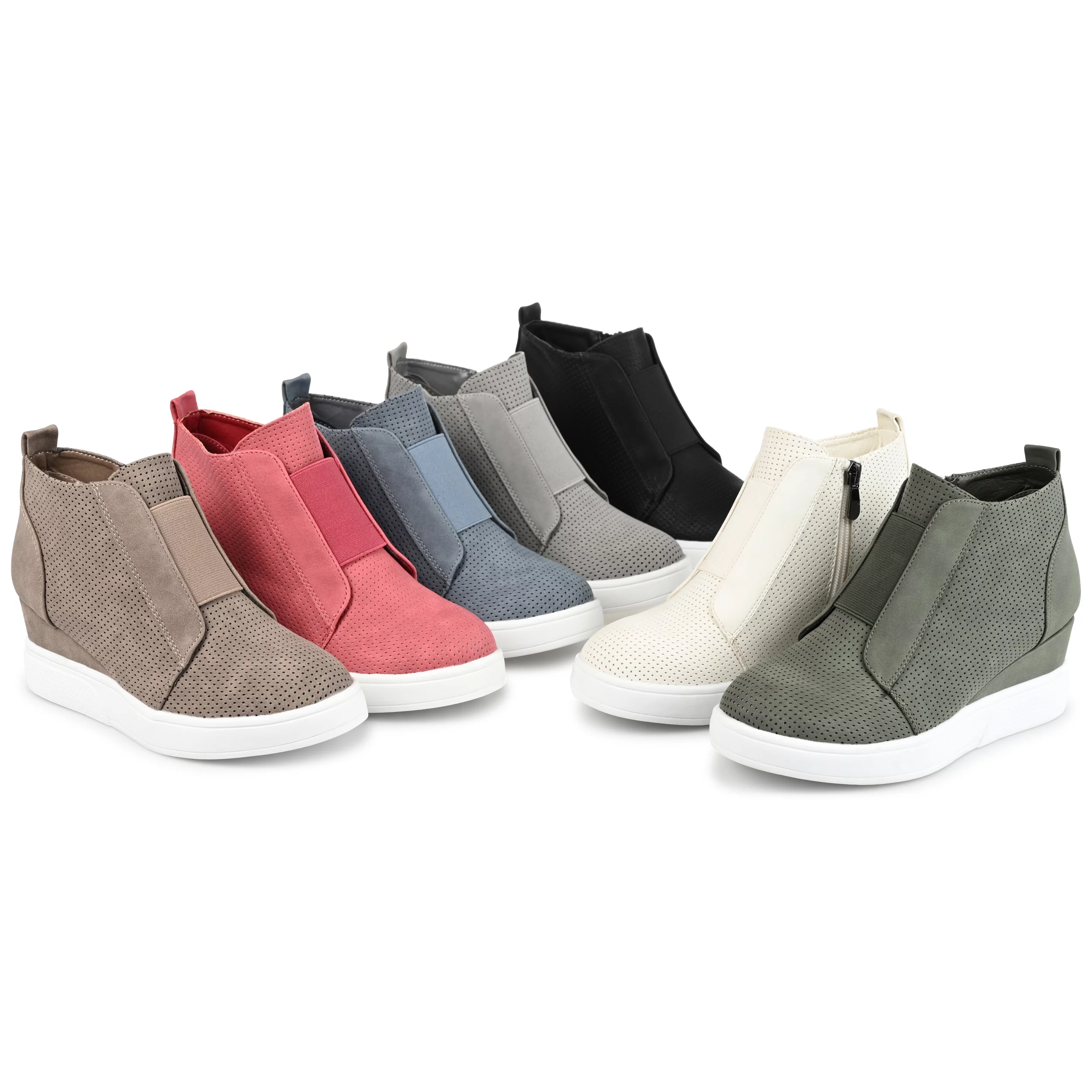 Journee Collection Womens Clara Wide Width Round Toe Inside Zip Wedge Sneakers