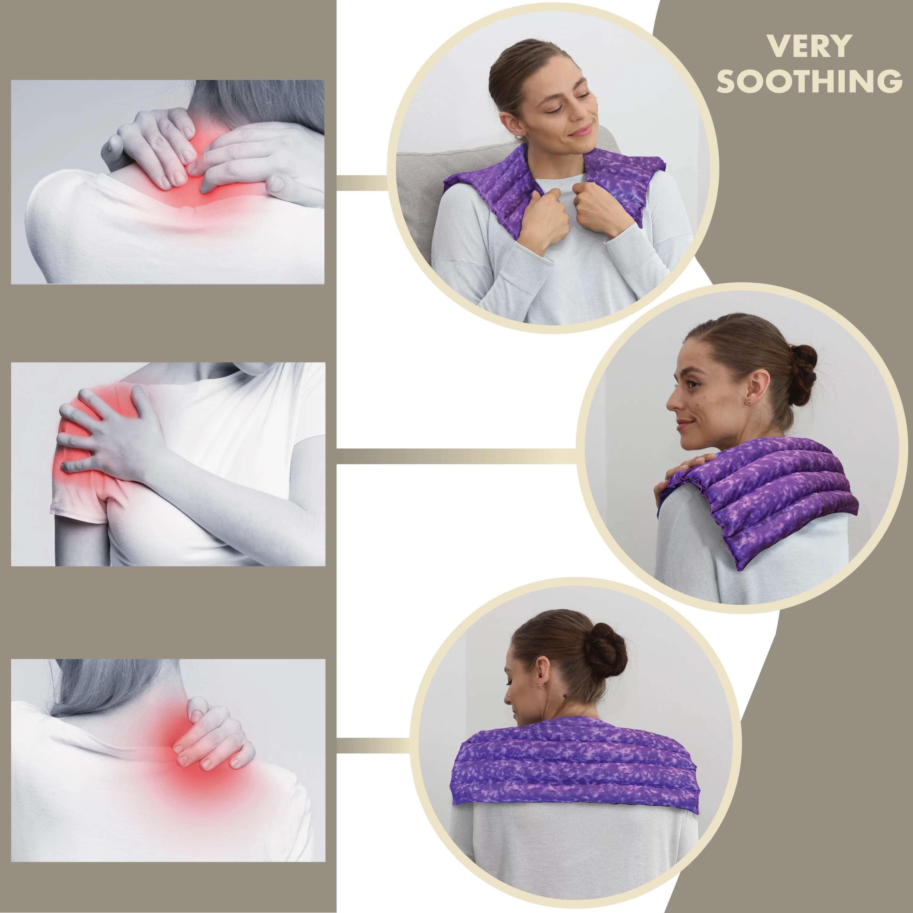 Nature Creation- Neck & Shoulder Wrap - Microwave or Freeze - Herbal Hot & Cold Therapy Pack (Purple Marble)