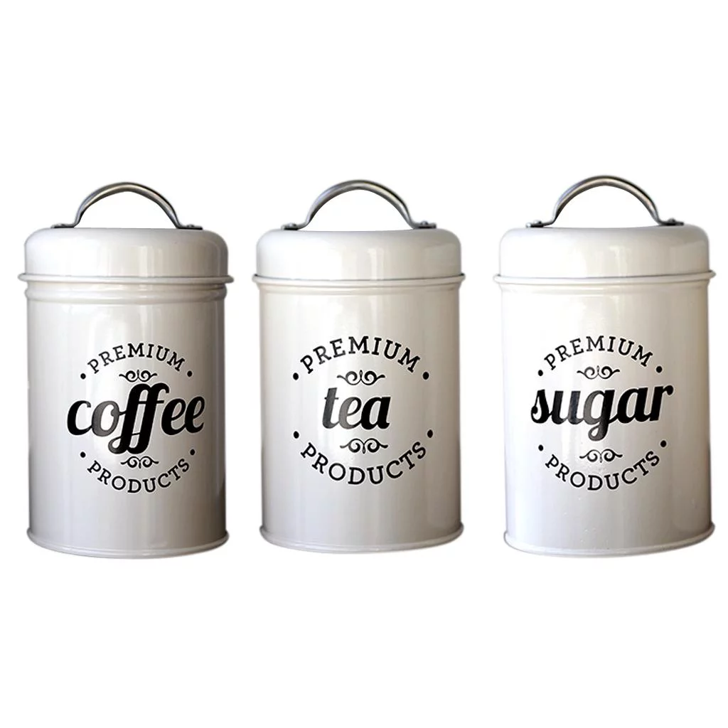 and sugar Kitchen Storage Jars Pots Containers Tins Beige