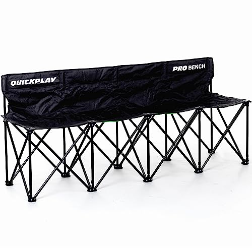 QUICKPLAY PRO Portable Folding Bench – Available in 4, 6, and 9 Seats & 6-Seat Shelter | Heavy-Duty, Fast Set-Up Seating for Sports, Camping, and Outdoor Activities