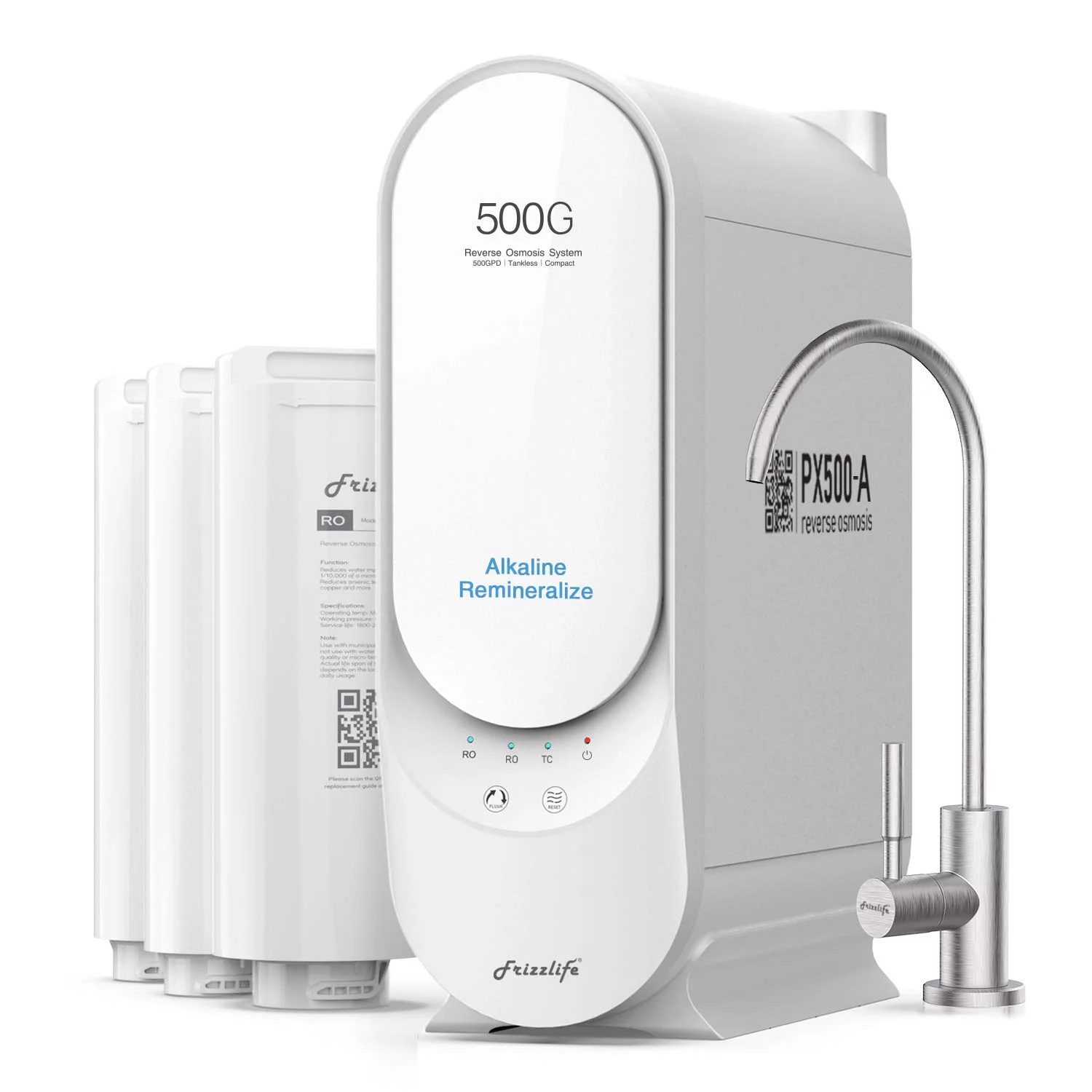 Frizzlife PX500-A Under Sink Alkaline/Remineralize RO Tankless Water Filtration System