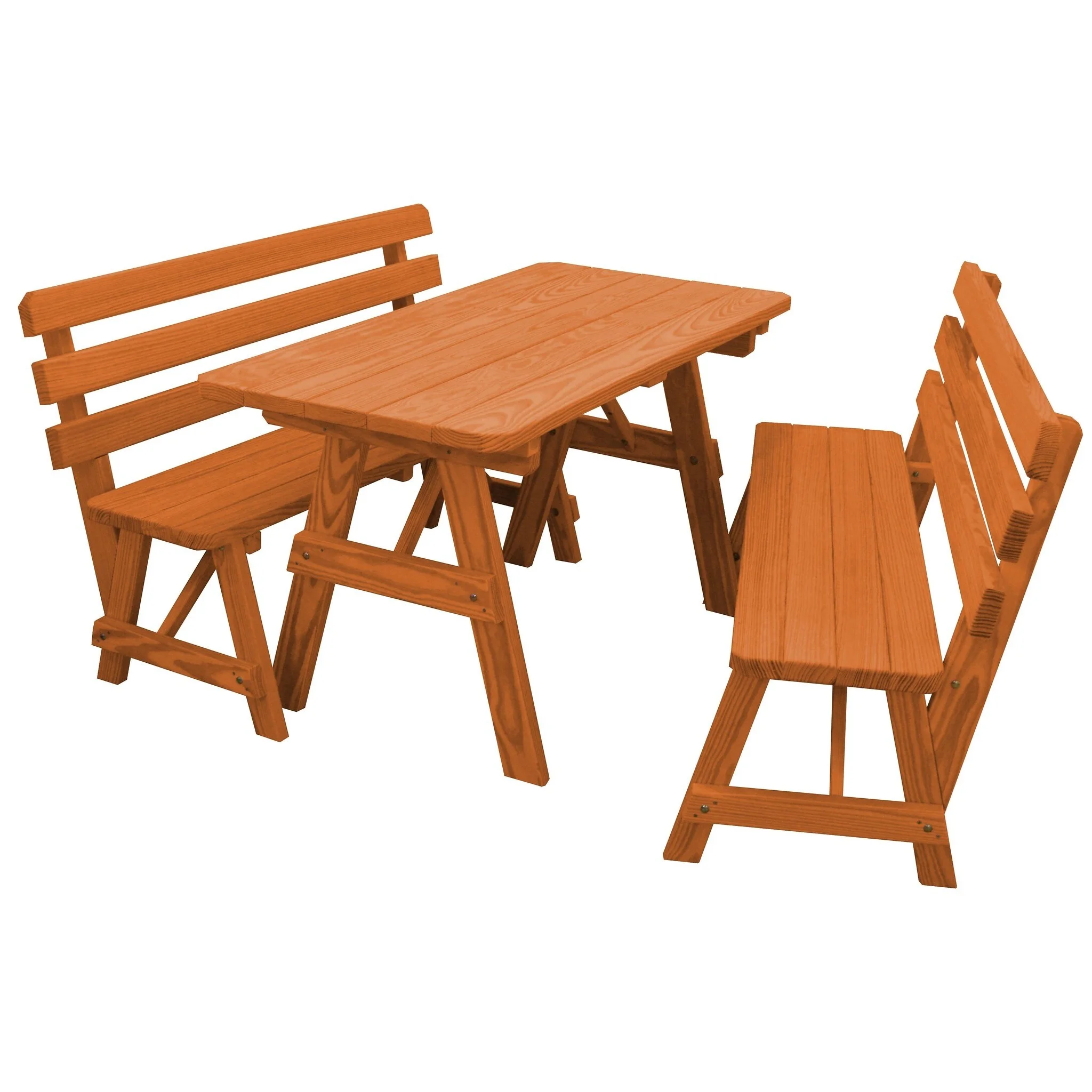 Kunkle Holdings, LLC Pine 5' Picnic Table with 2 Backed Benches Cedar Stain