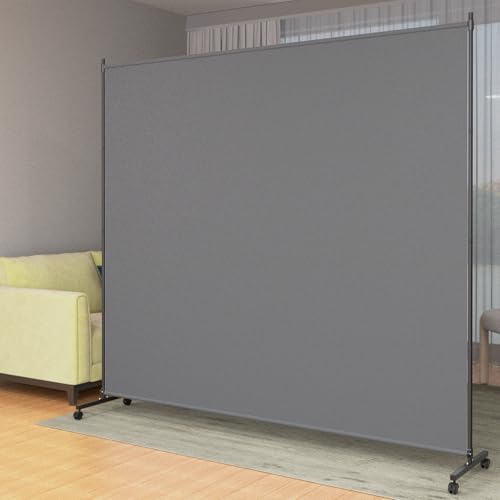 Height Adjustable Single Panel Room Divider/Privacy Screen with Caster Wheels and Brakes - Stylish and Versatile Partition for Home,Office,School and Restaurant Spaces (Black, 6FT*6FT)