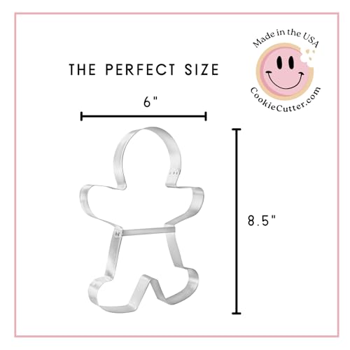 Foose Cookie Cutters Extra Large XL Gingerbread Man with Brace Cookie Cutter 8.5 in, Made in the USA (Stainless Steel)
