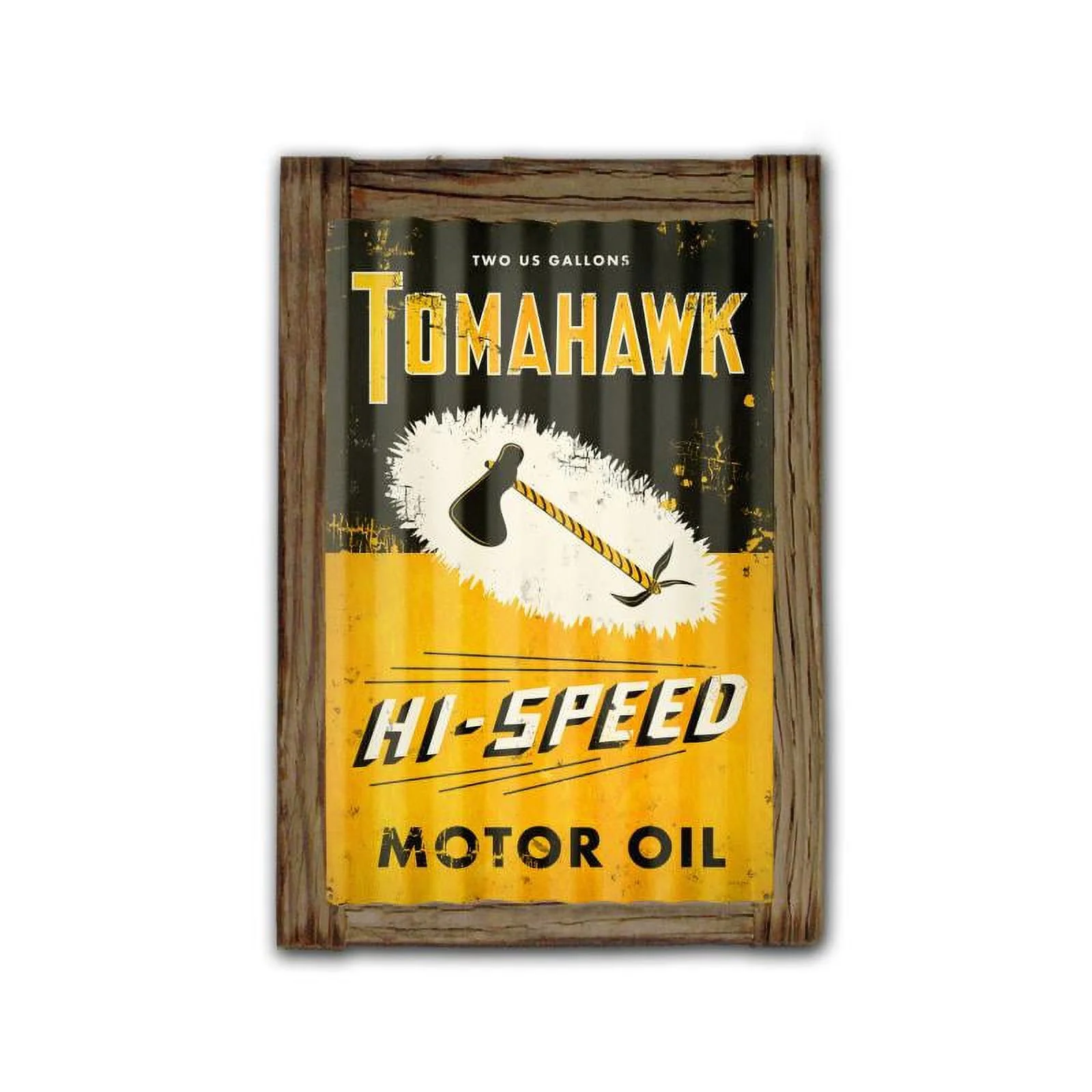 Tomahawk Oil Corrugated Framed Vintage Sign “Made in the USA with heavy gauge steel