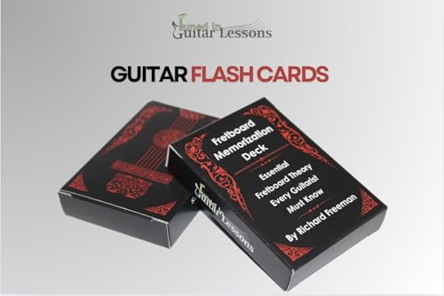 Fretboard Memorization Deck Guitar Flash Cards, Learn Key Signatures, Chord Formulas, Open & Bar Shapes, for Beginners, Intermediate Players & Homeschool Learners, 54-Card Pack