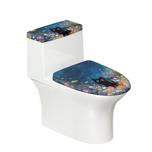 Christmas Bow Bell Toilet Tank Lid Cover and Toilet Seat Lid Cover 2 Pcs Set Toilets Covers with Elastic Cloth Fits Most Toilets Tanks & Lids