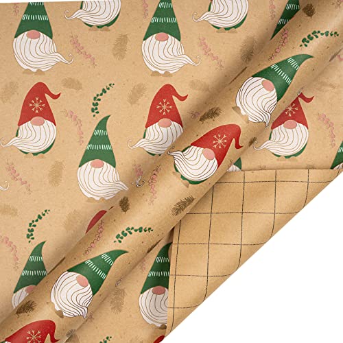 RUSPEPA Christmas Kraft Wrapping Paper - Owl, Reindeer, Christmas Ball and Text Design - 4 Rolls - 30 inches x 10 feet per Roll