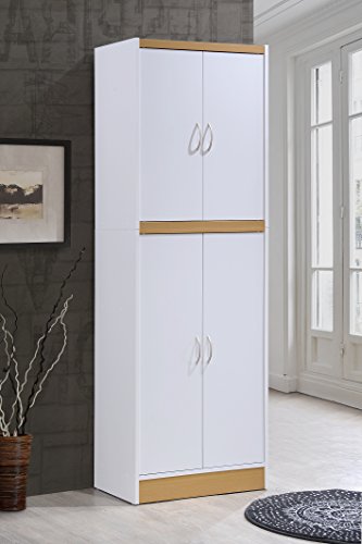 Hodedah 4 Door Kitchen Pantry with Four Shelves, Chocolate