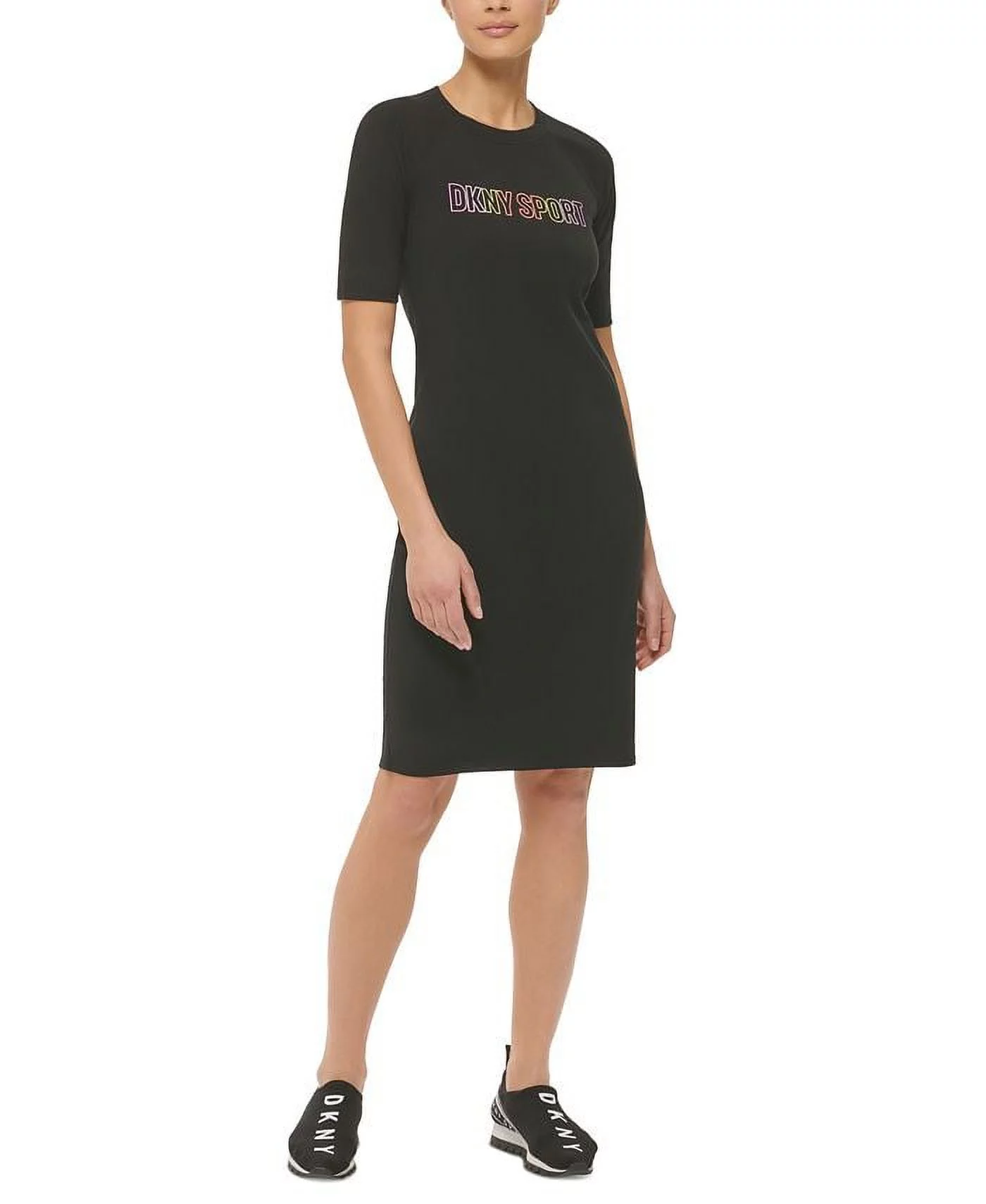 DKNY Women's Oommbre Logo Dress Black Size Large