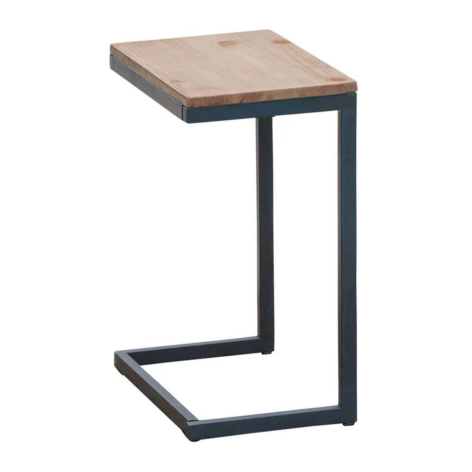 Bowery Hill Modern Firwood C-Shaped Accent Table in Brown and Black
