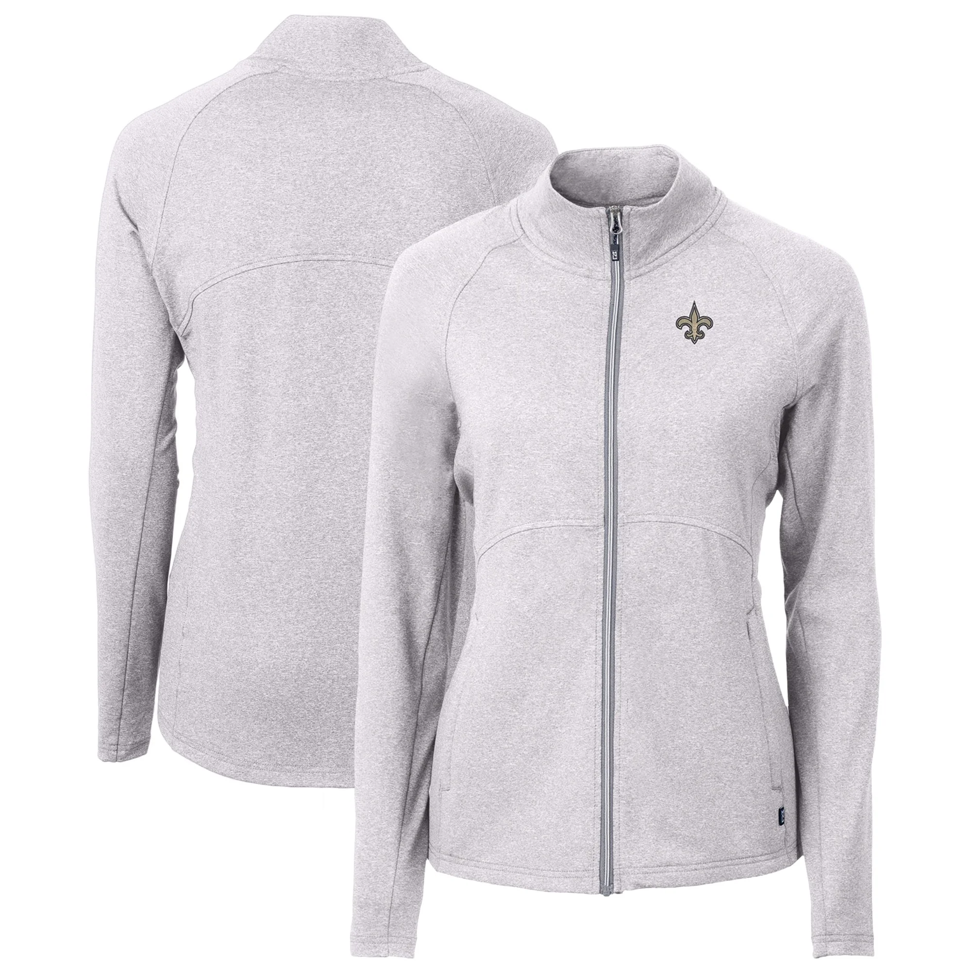 Women's Cutter & Buck  Heather Gray New Orleans Saints Adapt Eco Knit Recycled Full-Zip Jacket