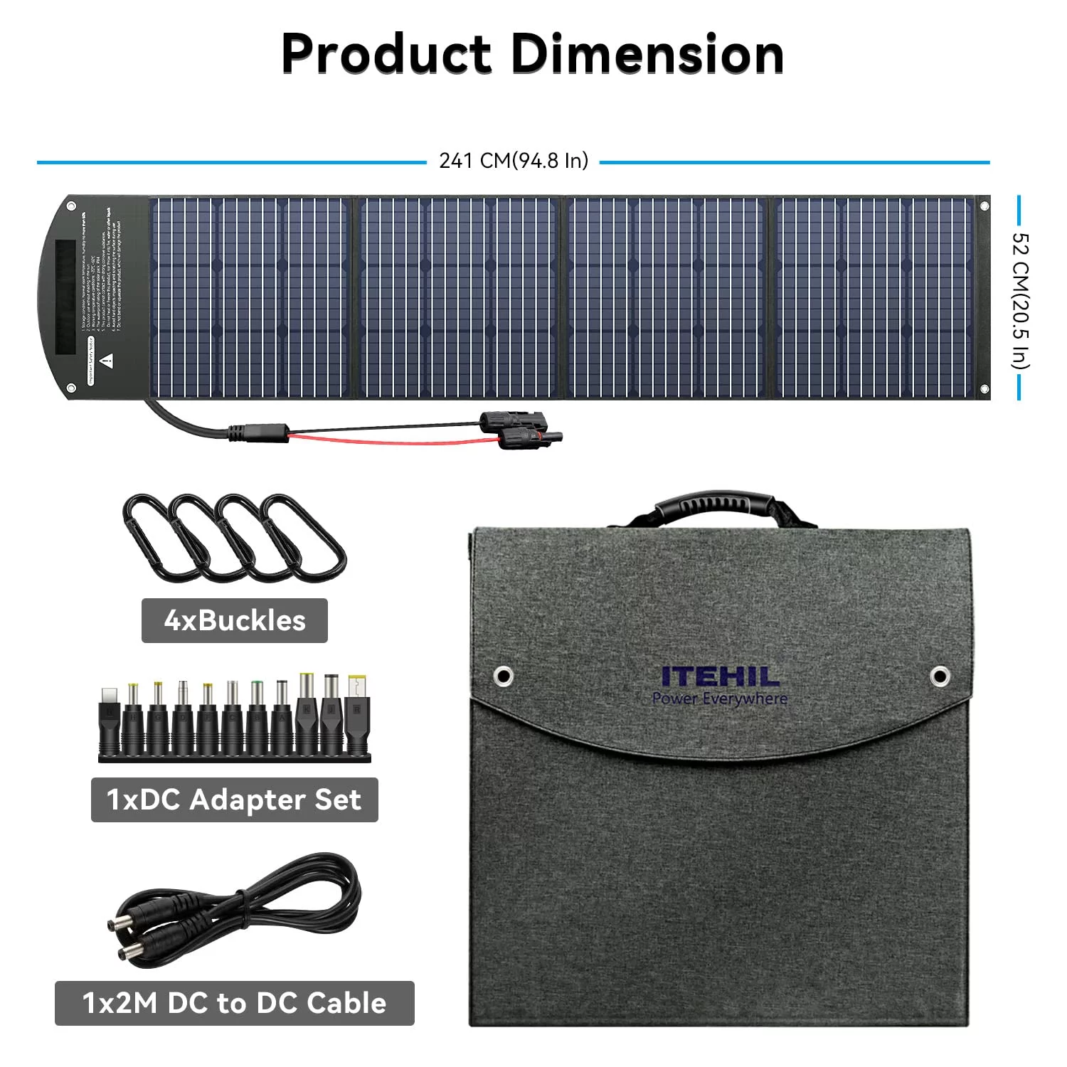 ITEHIL 160 Watt Portable Solar Panel for Power Station, Foldable Monocrystalline Waterproof Solar Charger with Adjustable Kickstand for Outdoor Camping RV Off Grid System