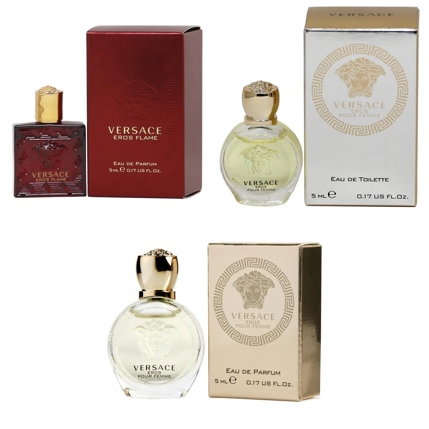 Versace Eros Flame EDP, Eros Women EDT, Eros Women EDP  - 5ml 3PK Kit