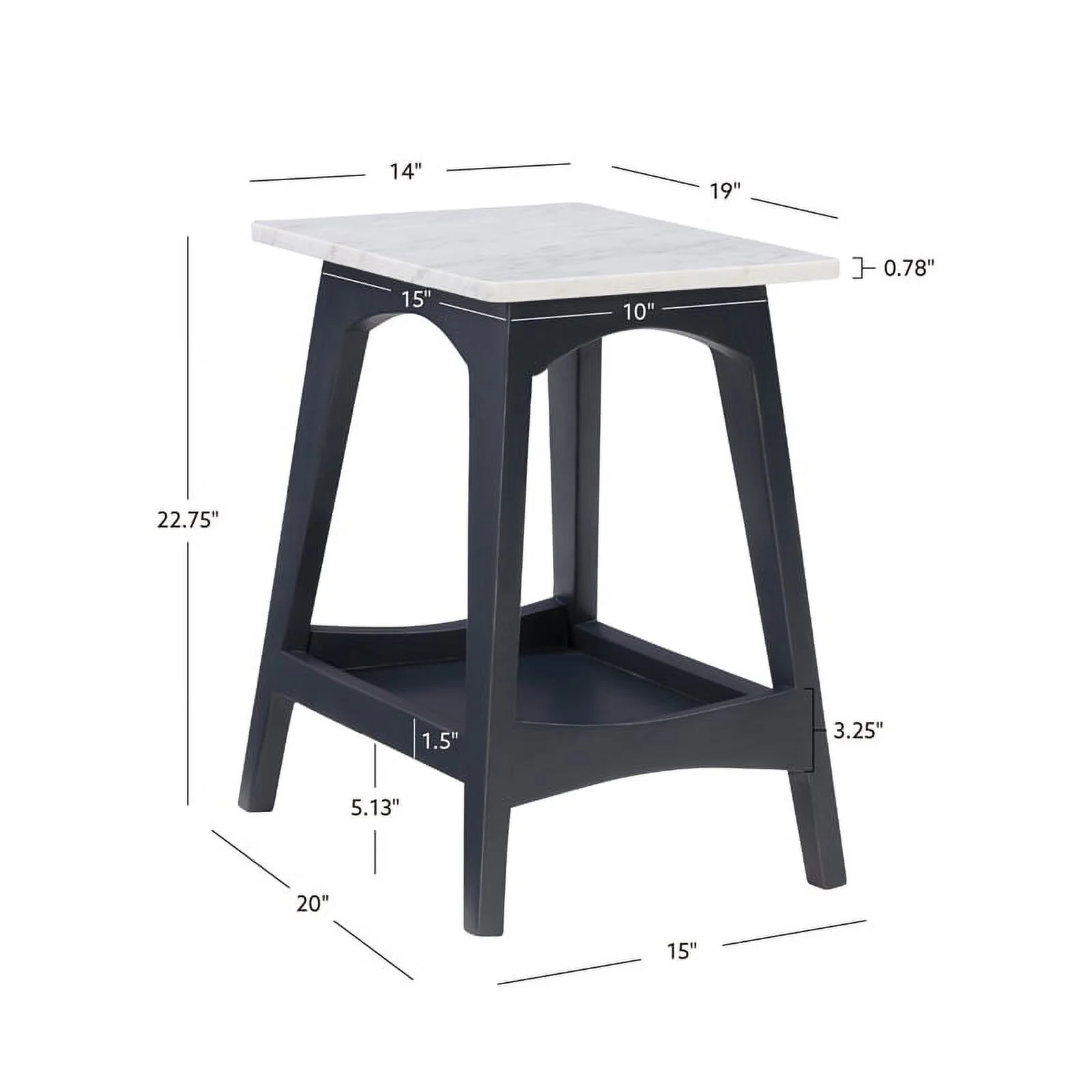 Linon Pace Marble and Wood Side Table in Gray