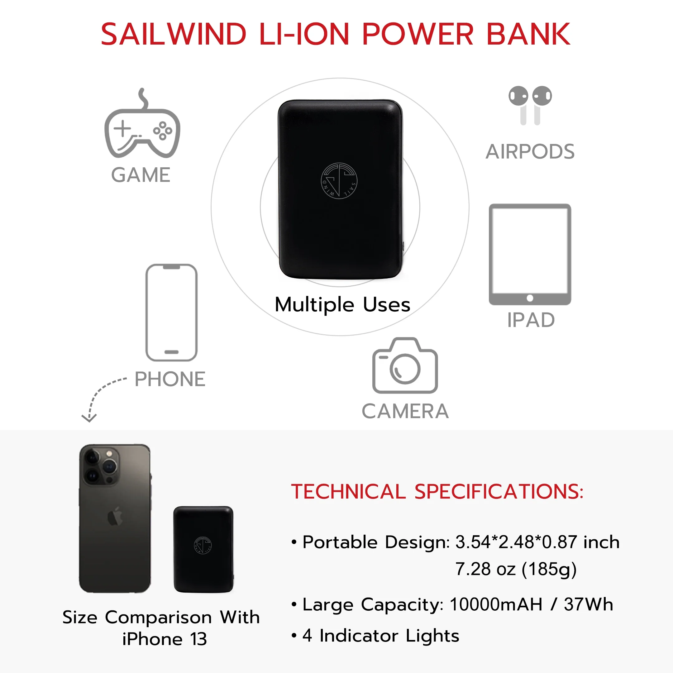 SAILWIND Men's Lightweight Heated Vest Smart Electric Rechargeable Jacket With Removable Hood (Battery Included)