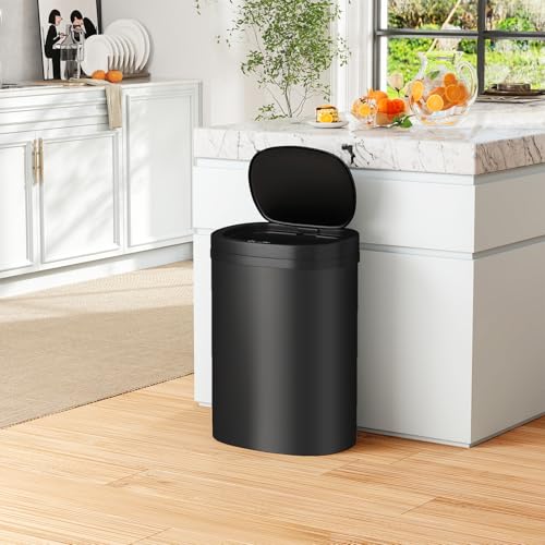 Kitchen Trash Can with Lid, 13 Gallon Automatic Garbage Can for Bathroom Bedroom Home Office 50 Liter Touch Free High-Capacity Brushed Stainless Steel Waste Bin