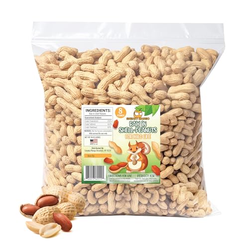 Premium Quality Raw Peanuts in Shell - 8 Pounds – All-Natural Food for Squirrels, Deer, Birds, and Other Wildlife Animals – Grown in The USA for Healthy Nutrition