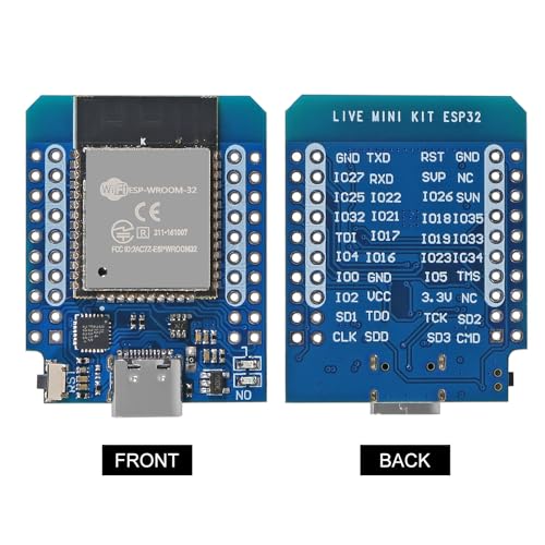 Type-C D1 Mini NodeMCU ESP32 ESP-WROOM-32 WLAN WiFi Bluetooth IoT Development Board 5V Compatible for Arduino (5pcs Type-C)