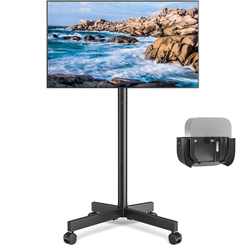 Rfiver Mobile TV Cart Rolling TV Stand for 23-60 Inch Screens, Portable TV Stand on Wheels with Tilt and Height Adjustable, Outdoor TV Mount Stand Holds up to 88 lbs for Home Office MAX VESA 400x400mm
