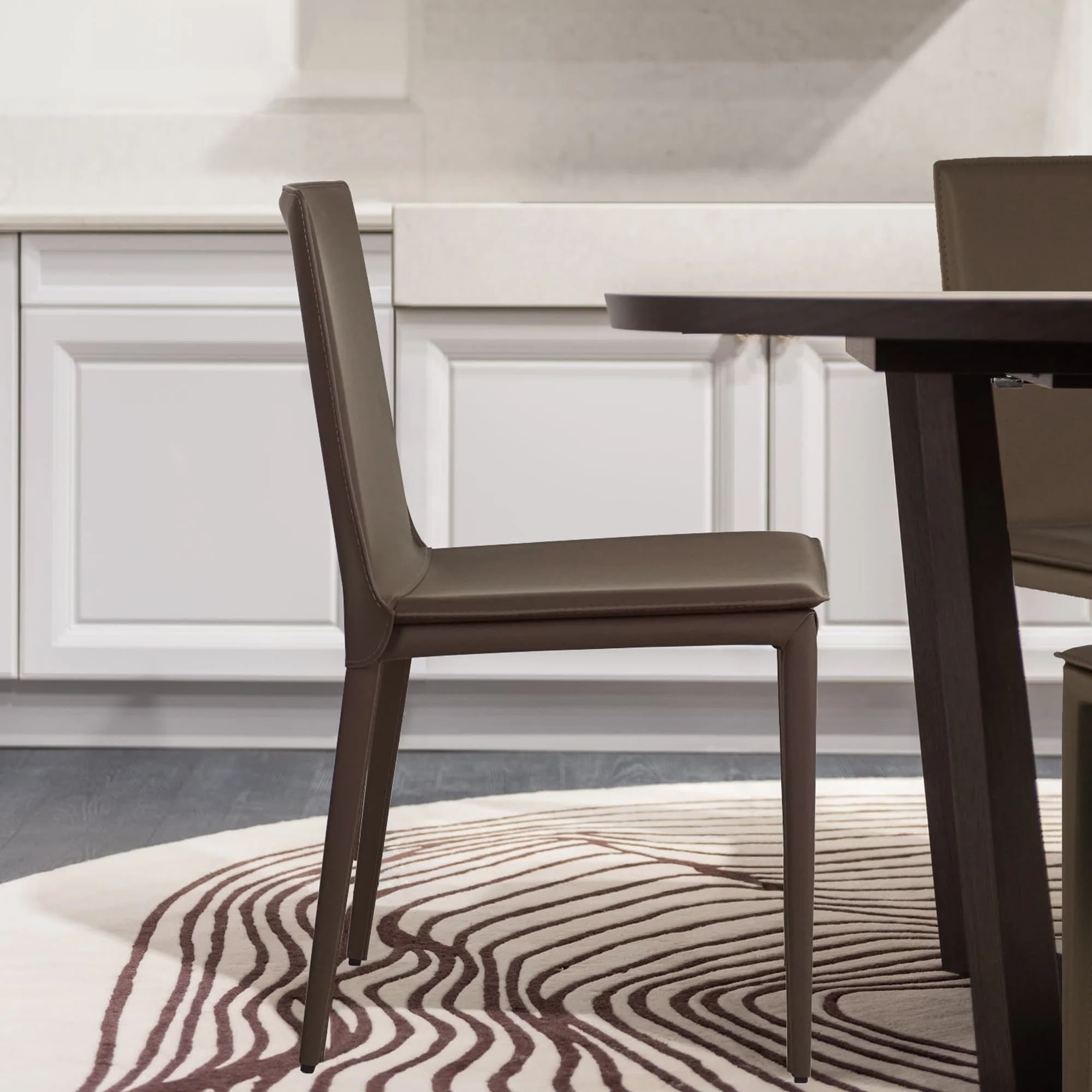 Elite Living Hilton (Single) Modern Leather Upholstered Dining Chair White Leather