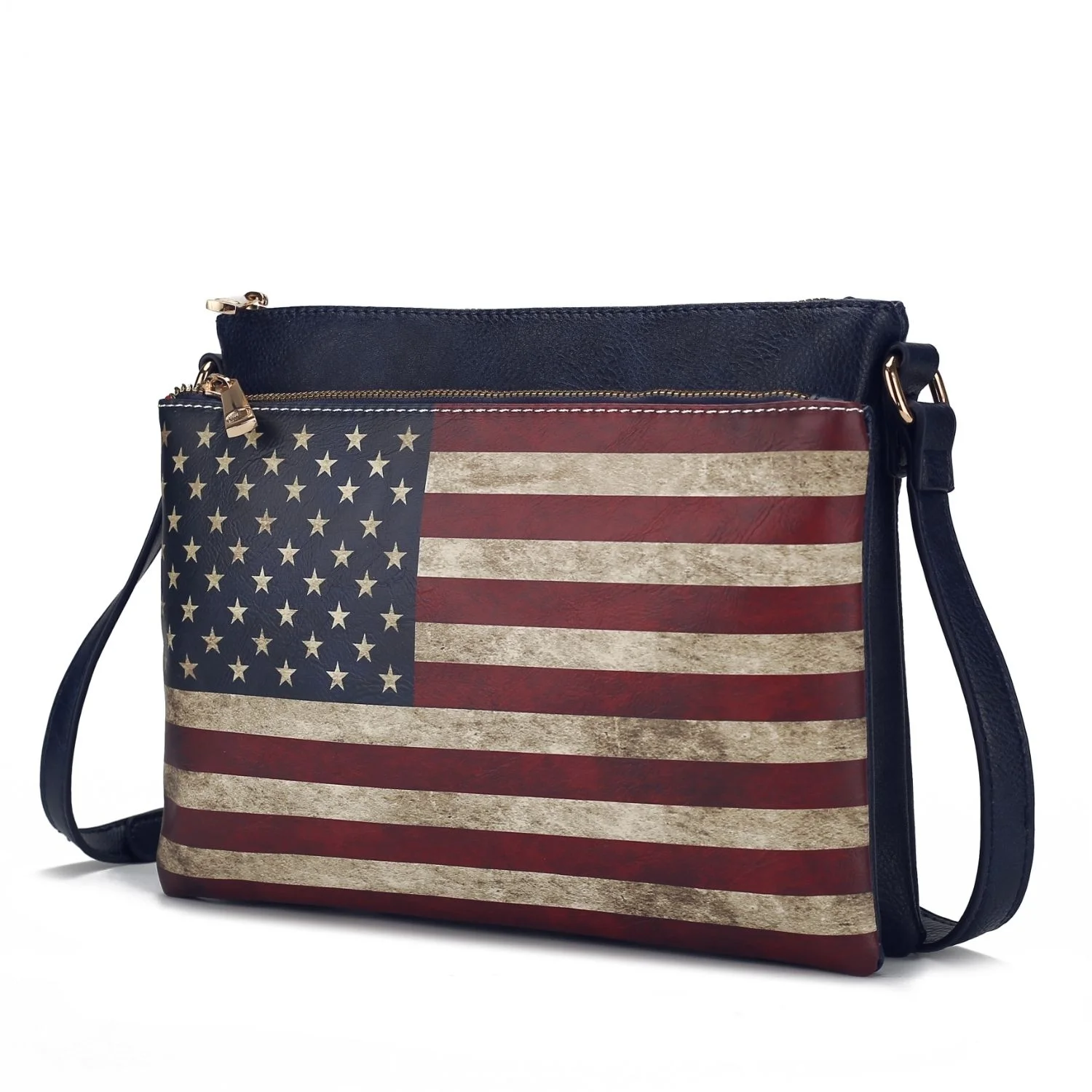 MKF Collection Madeline Printed Flag Vegan Leather Womens Crossbody Bag by Mia K