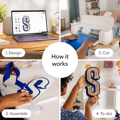 Cricut Maker 4 - Smart Cutting Machine (Seashell) | Engagement Bundle - Includes Smart Vinyl, Cardstock, Transfer Tape, Iron On HTV, Mat, Pens, Tool Kit, & 25 Images in Design Space App