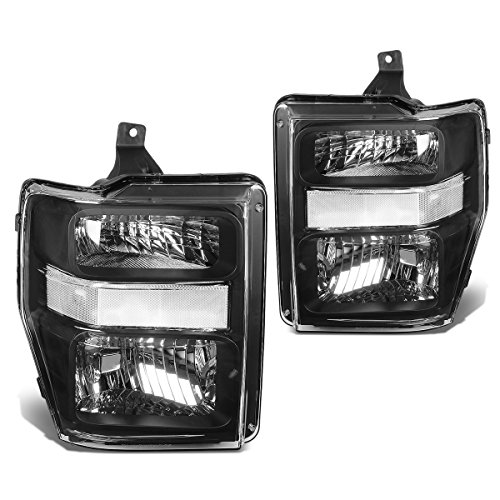 DNA MOTORING HL-OH-FSUPER08-CH-AM Chrome Amber Headlights Replacement Compatible with 08-10 F-250 / F-350 / F-450 / F-550 Super Duty