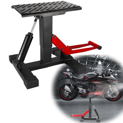 Dirt Bike Lift Stand, Hydraulic Motorcycle Lift Stand 440 Lbs Capacity, Adjustable Height Hoist Table, for Dirt Pit Bike Repair, Maintenance, Motorbike Repair Accessories Tools