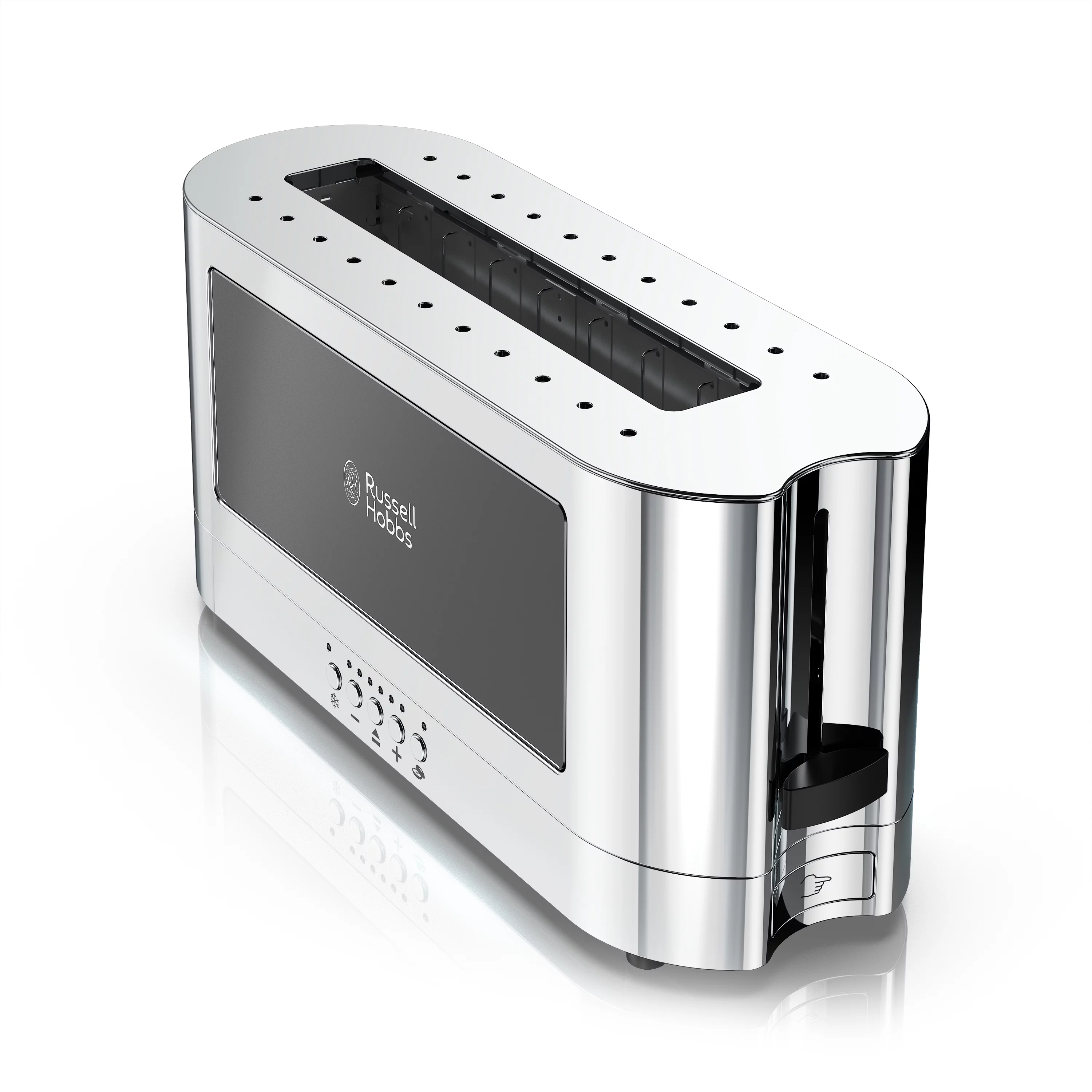 Russell Hobbs 2-Slice Glass Accent Long Toaster, Black & Silver, TRL9300BKR