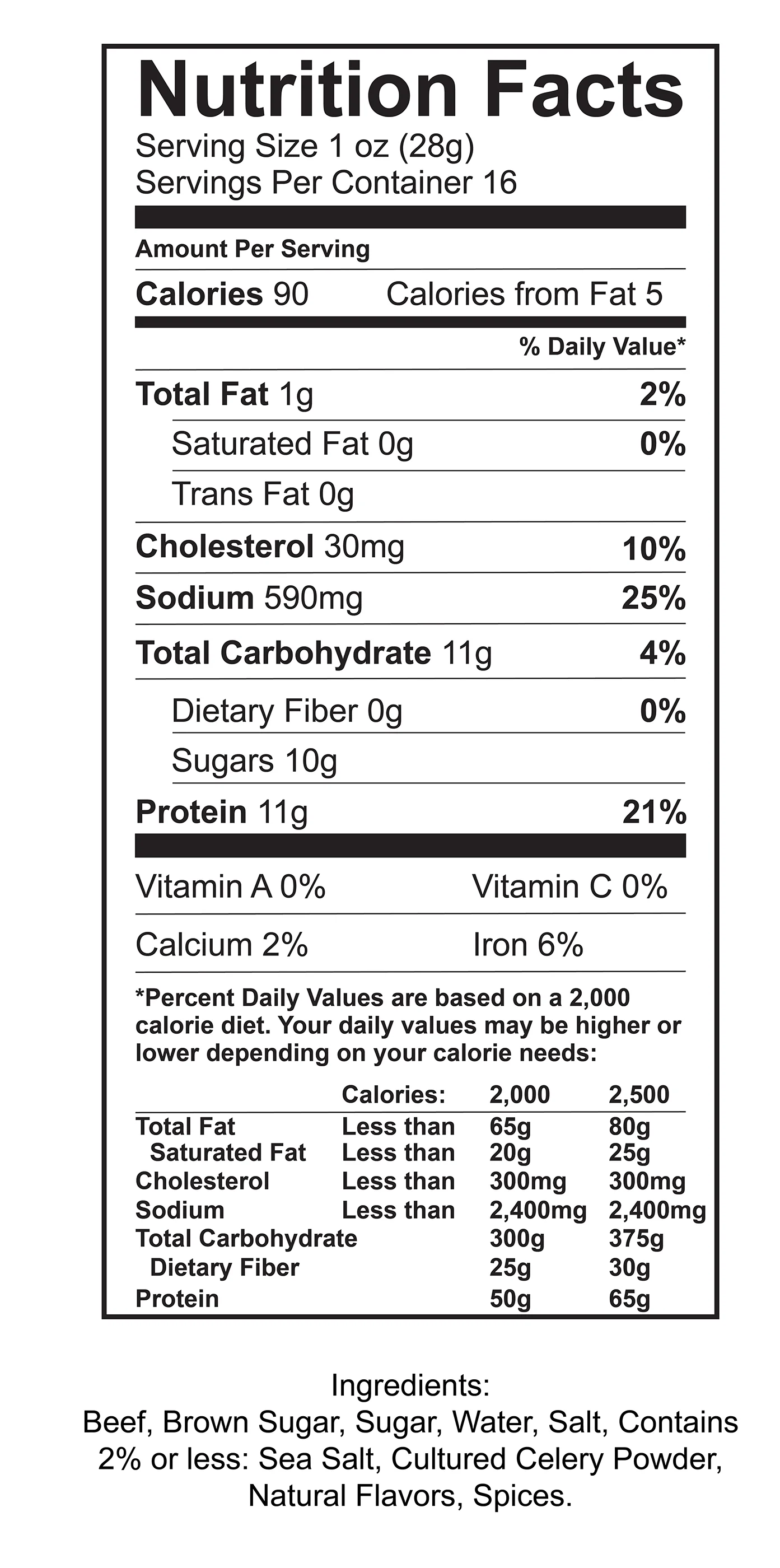 Hero Jerky Classic Mega Beef Jerky Slab – Naturally Smoked, Gluten-Free, Tender & Tasty Beef Jerky, High Protein Snacks 1 Pound