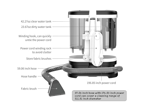 Rosewill Multi-Purpose Portable Carpet and Upholstery Cleaner, Powerful Suction 11 Kpa Spot Cleaner, 450W Motor, Car and Auto Detailer, Stain and Spot Remover; Versatile Use: Carpet, Sofa, Pet Hair