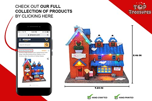 Christmas Village Sledding Down Hill - Lighted Musical Snow Village with 8 Animated Kids Going Down The Mountain