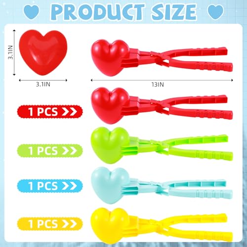 Civaner 4 Pieces Winter Snow Toys Kit Snow Ball Maker Shape Snowball Maker Outdoor Winter Beach Toy for Outdoor Activities(Dinosaur, Heart, Duck, Snowman)