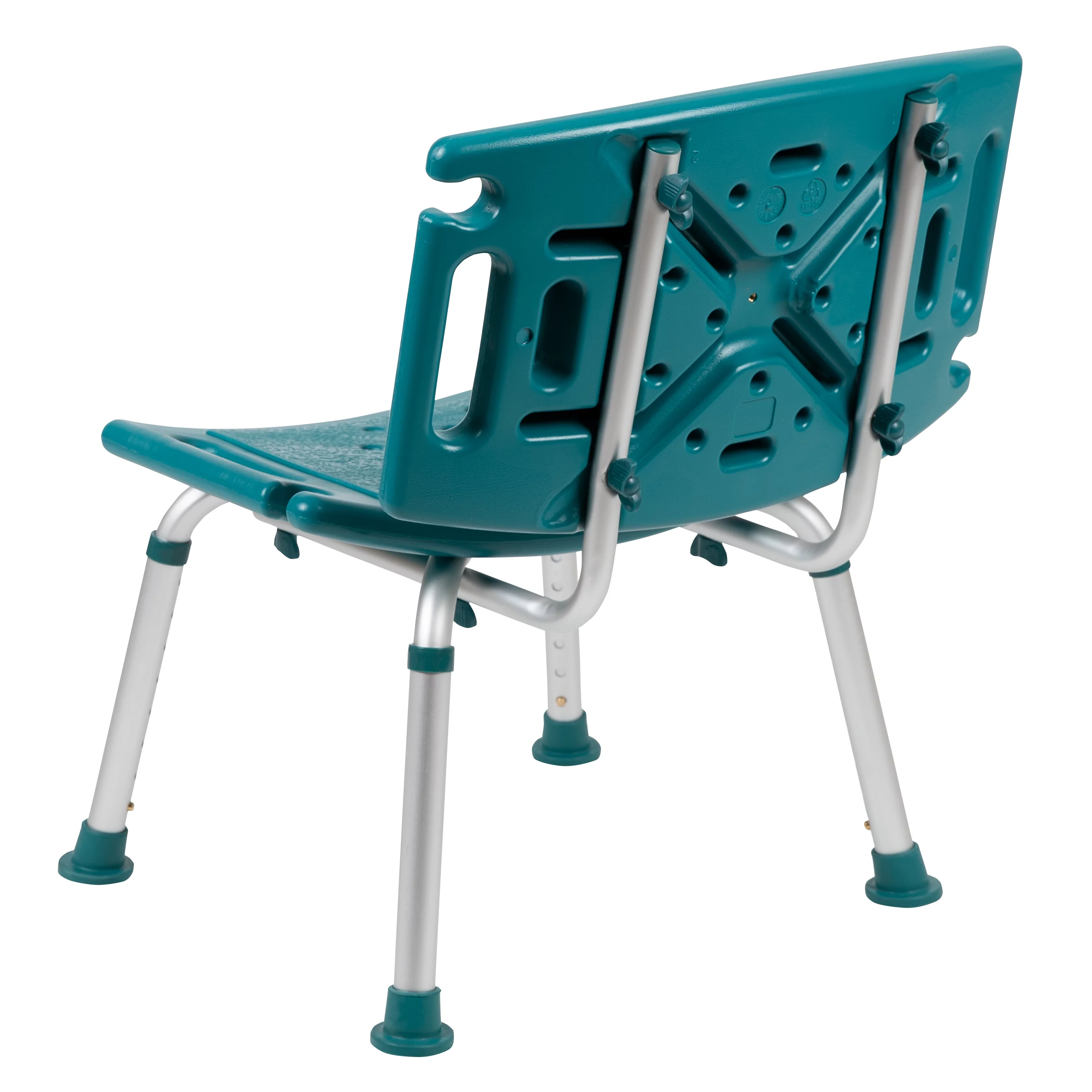 Flash Furniture HERCULES Series Tool-Free and Quick Assembly, 300 Lb. Capacity, Adjustable Teal Bath & Shower Chair with Extra Large Back