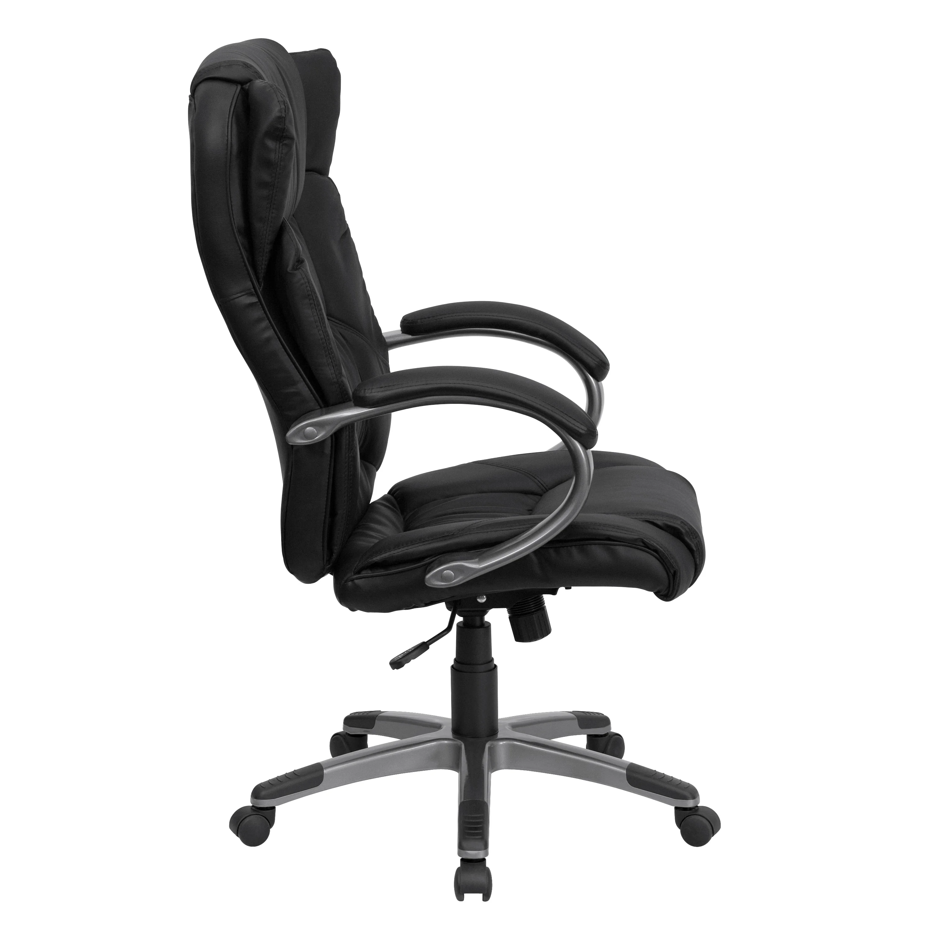 A Line Furniture Grimo Black Leather Executive Adjustable Swivel Office Chair with Padded Loop Arms