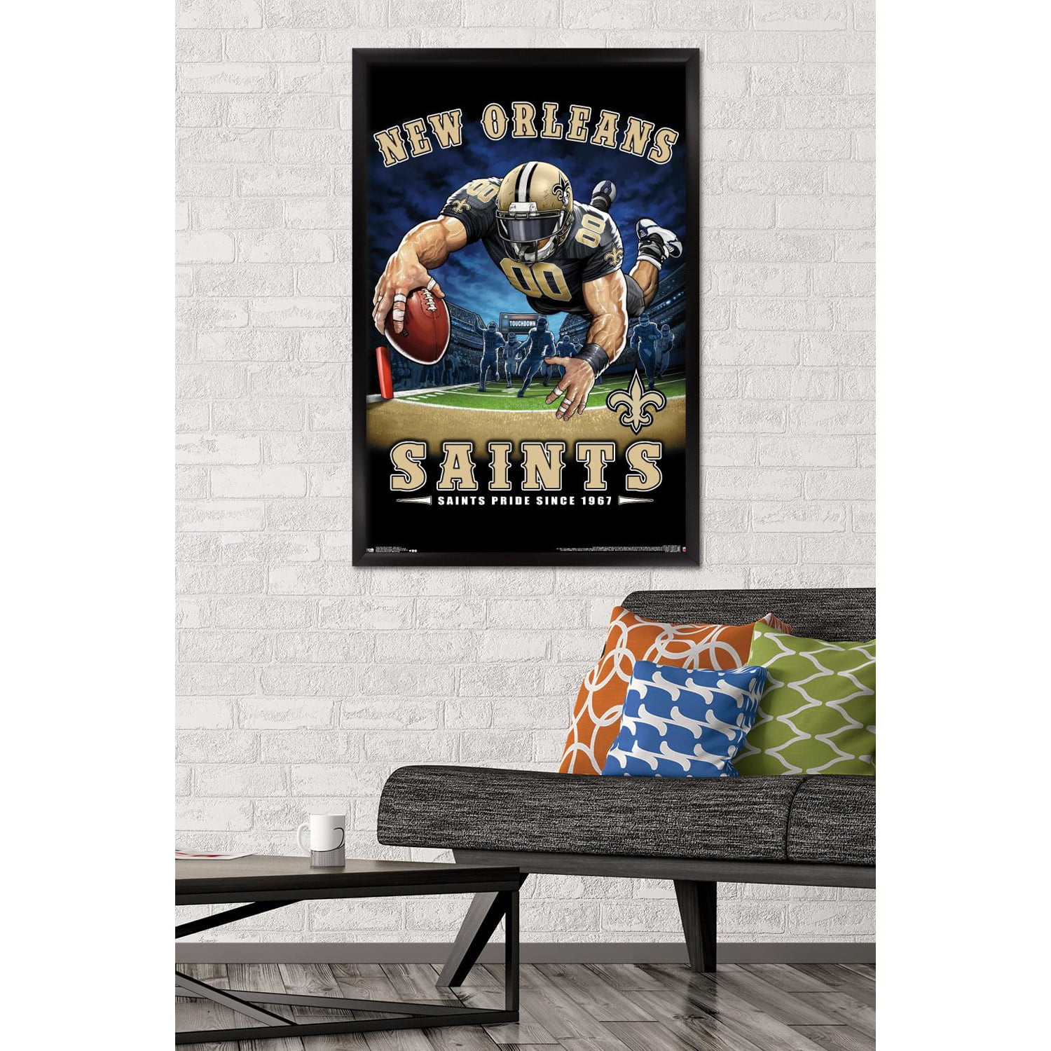 New Orleans Saints 24.25'' x 35.75'' Framed Mascot Endzone Poster